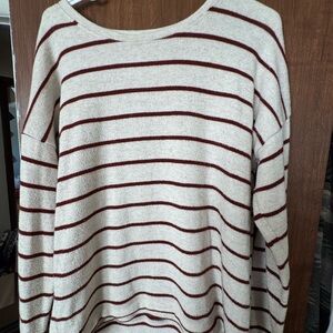 Maurices Cream and Brown Striped Knit Top